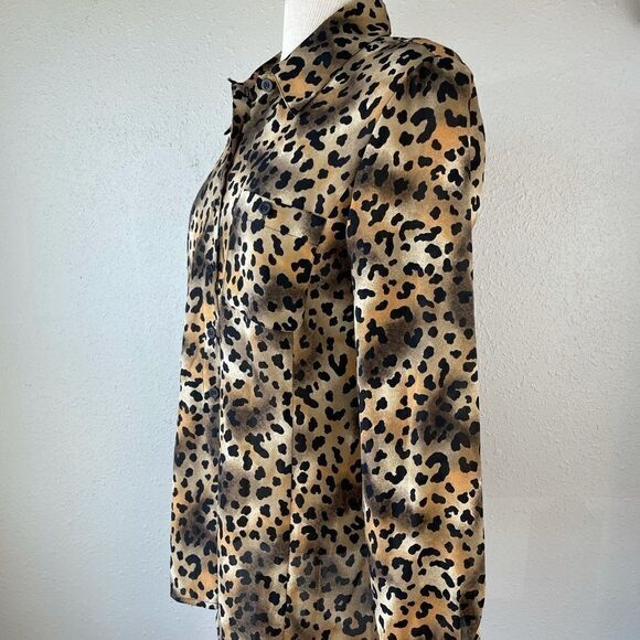 Vintage Rena Rowan Cheetah Button Down Shirt Size 8 EUC - Picture 3 of 6
